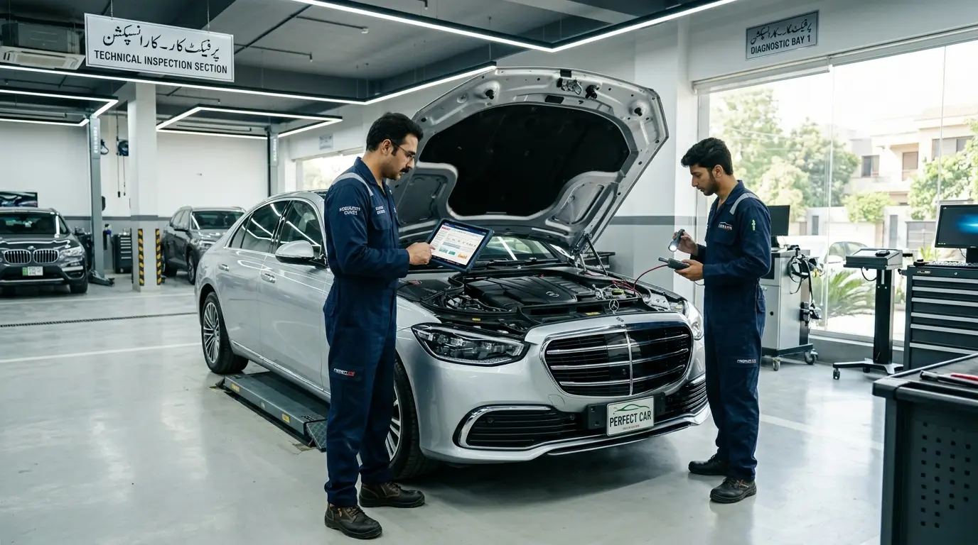 PerfectCar Engineers Inspecting Car